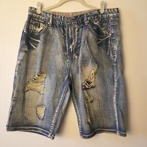 Classic Fashion Jeans Mens 36 Shorts Blue Denim Distressed Canadian Clothing Co